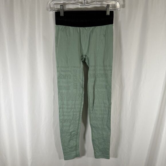 Gymshark Leggings Women's XS Green Print Pull On Stretch Elastic Waist Athletic - Picture 1 of 8